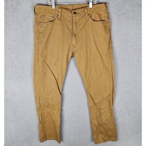 Levis 513 Jeans Mens 36x32 Beige Slim Straight Stretch Denim Khaki